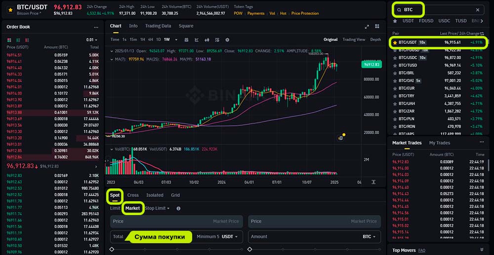 Binance спот покупка 2025